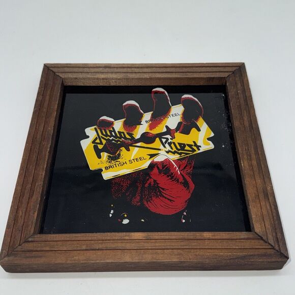 VNTG 1982 Judas Priest British Steel Etched Original Mirror Carnival Game Prize - Picture 3 of 8